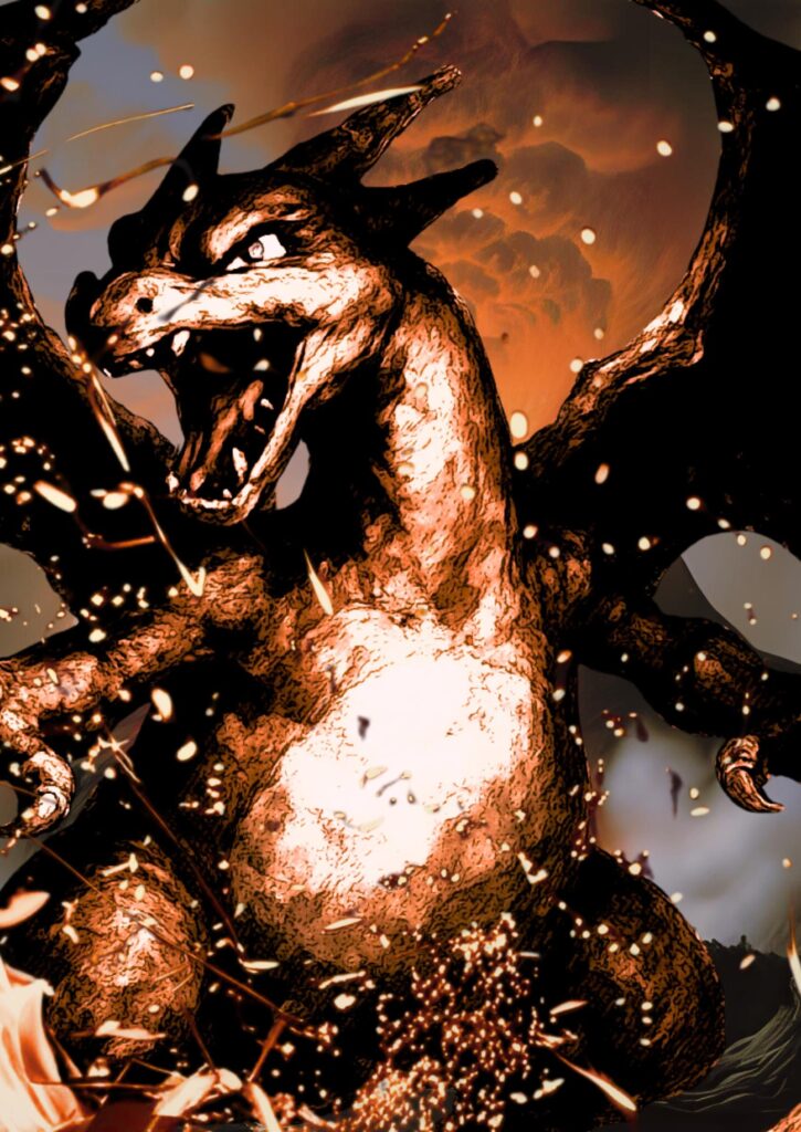 【OC ART】A Charizard emerges from the flames.