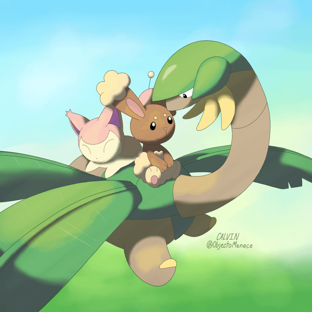 Tropius, Buneary, and Skitty art by me [OC]
