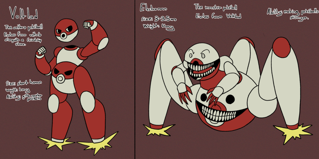 [OC] I drew two anthro Pokémon version of Voltrob and Electrode