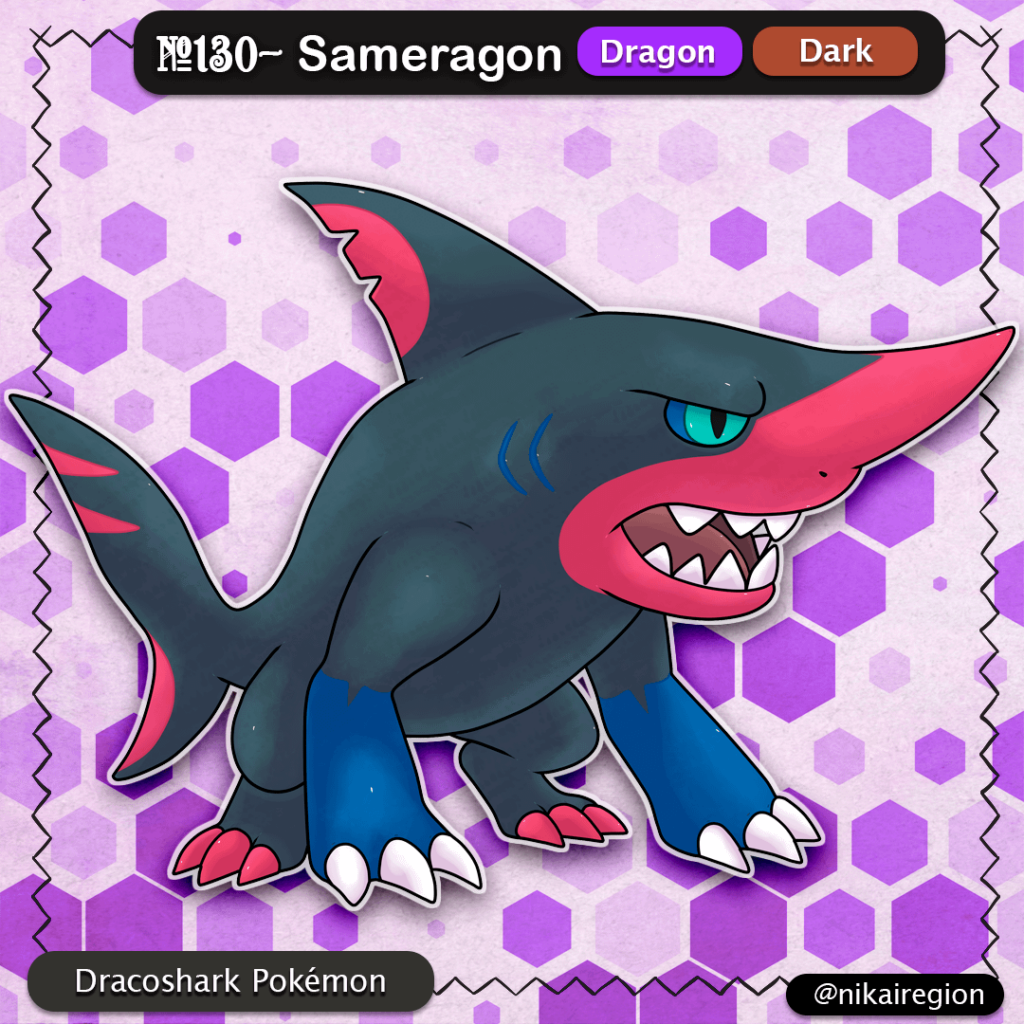 Draco Shark Fakemon - Isonade Yokai Dragon/Dark - Goblin Shark Pokémon - @nikairegion