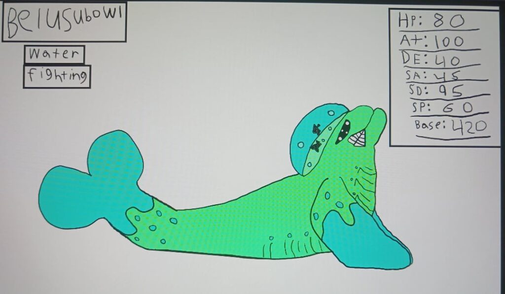 My beluga starter fakemon now has a second stage I hope it's now less like popplio