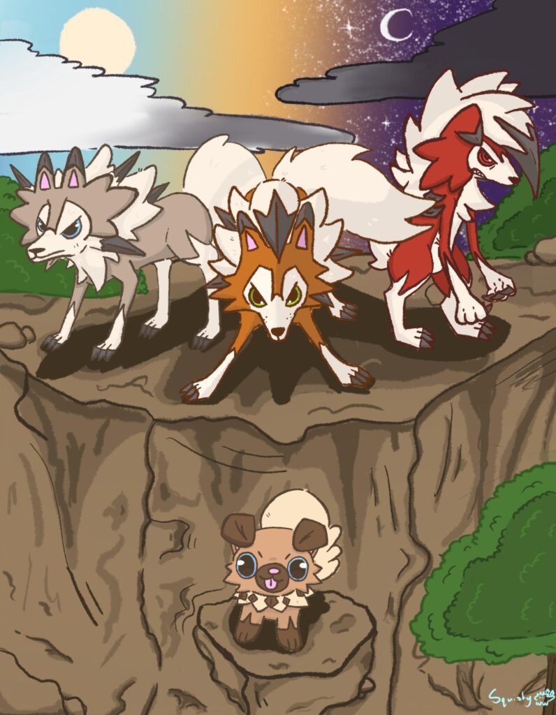 Rockruff evolutions drawing