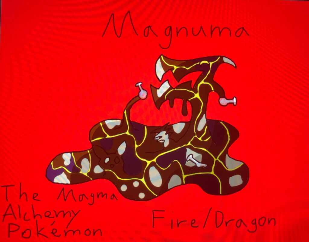 Based on a post I made yesterday, here is Magnuma, the magma alchemy Pokémon!