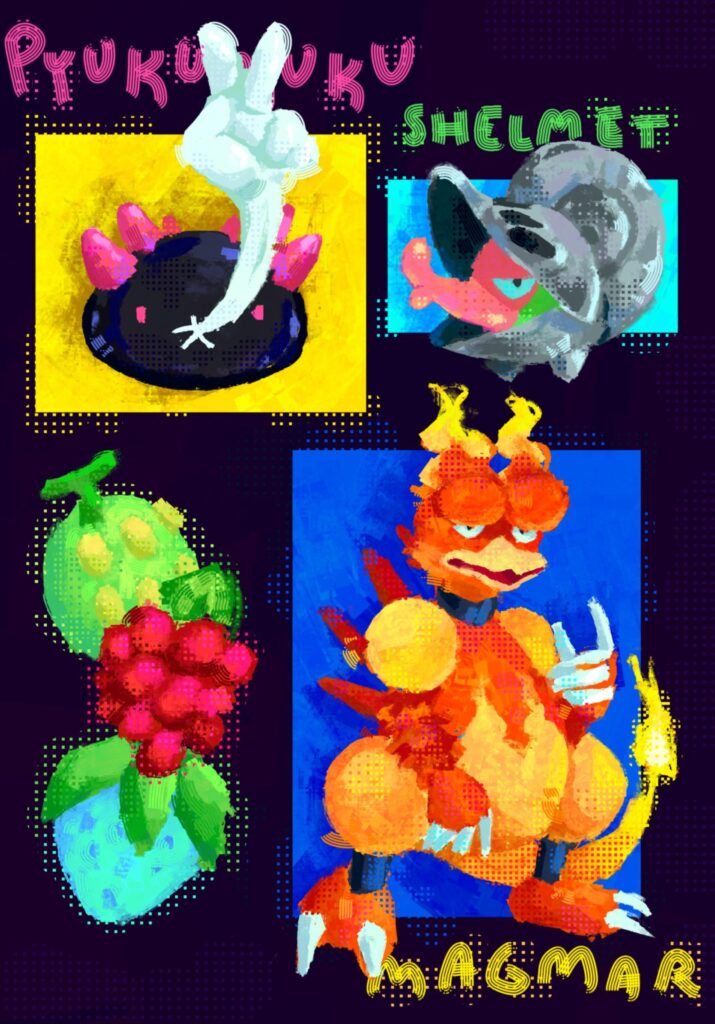 I drew some random Pokemon (plus some berries)!