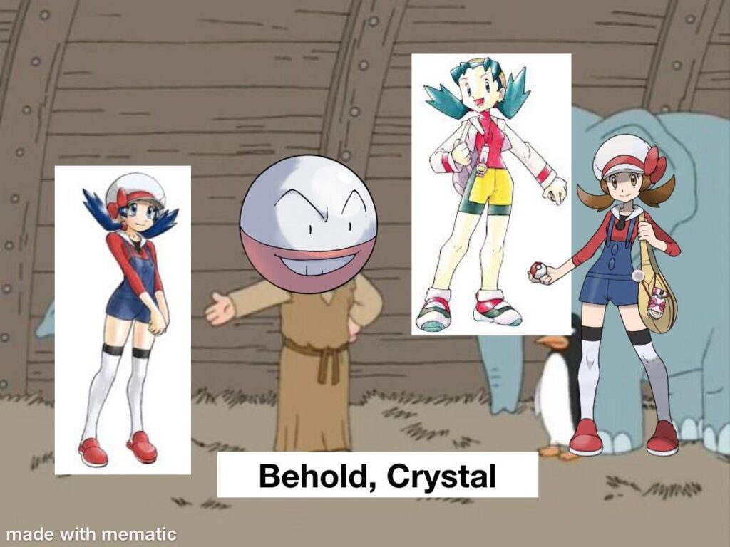 When HGSS introduced a new female protagonist and the mangaka chose to make manga-Kris wear Lyra outfits [OC]