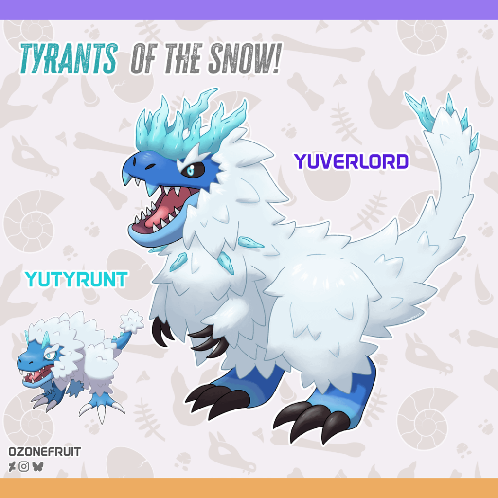 Yutyrannus Fakemon! Yutyrunt and Yuverlord, a cousin species of Tyrantrum!