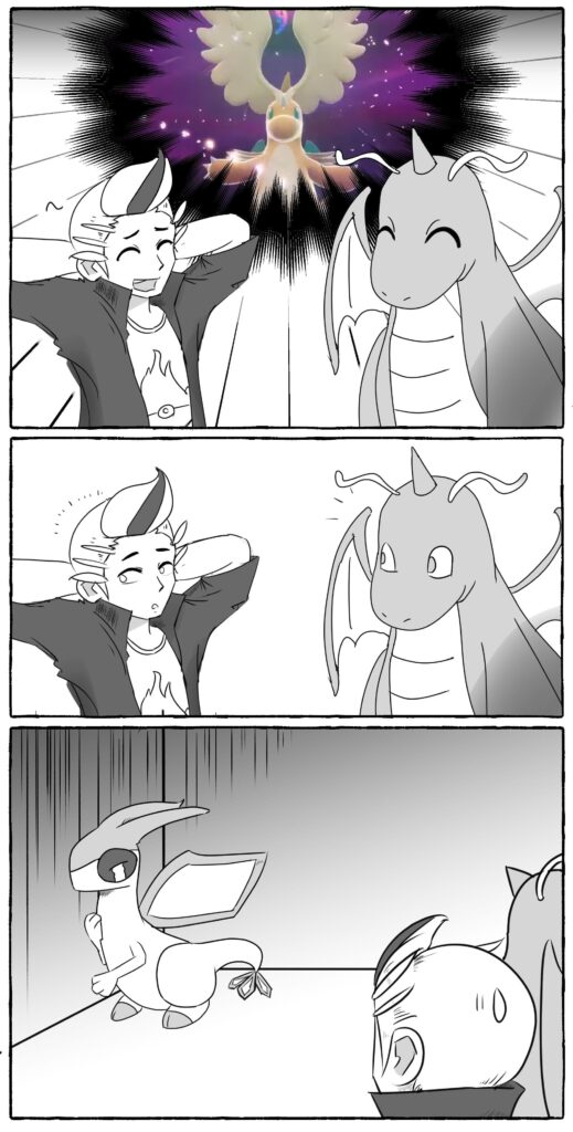 [OC] Flygon’s role in the franchise: watching its friends get Mega while getting absolutely nothing itself.