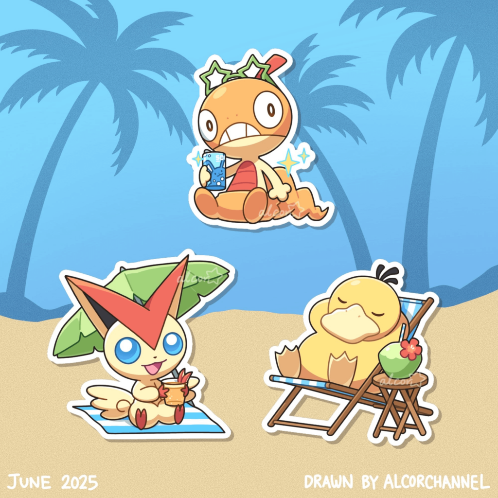 I drew some Pokemon at the beach 🍹