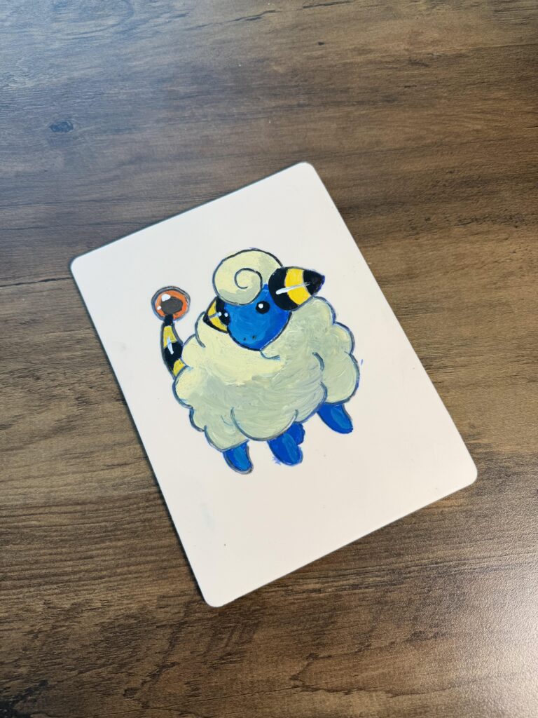 I love this little guy! 🐑 practicing a Mareep painting