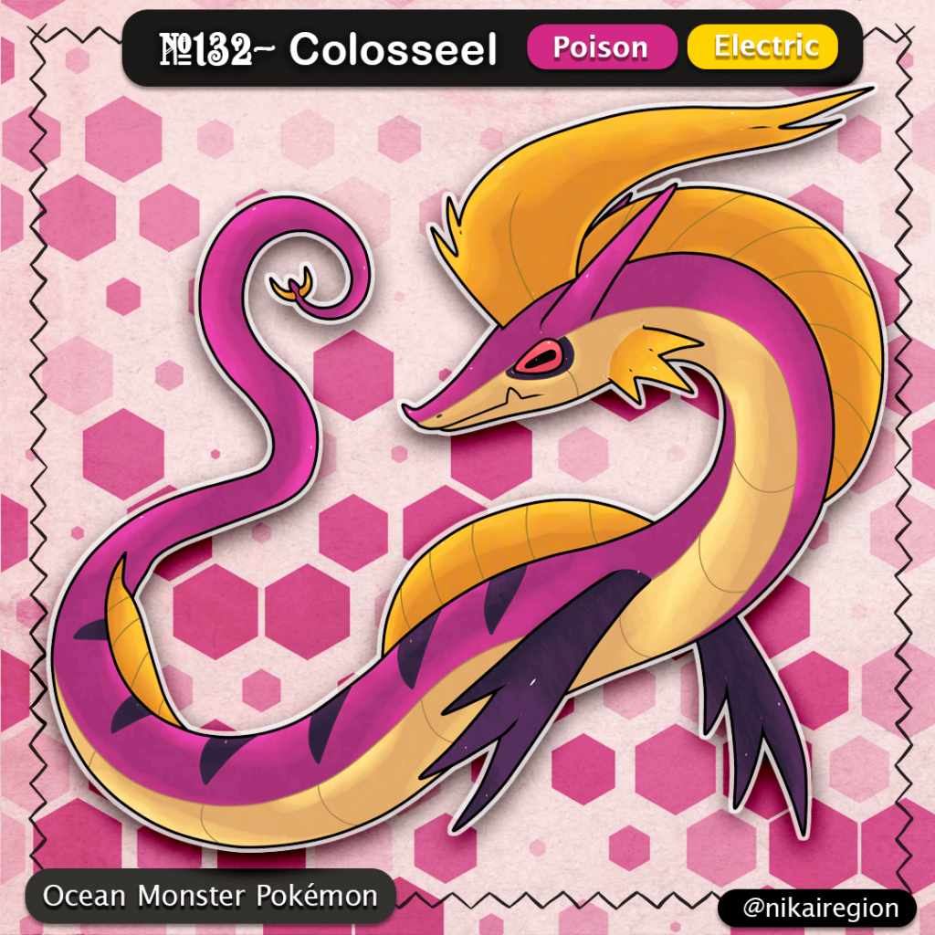 Giant Eel Pokémon - Poison/Electric Ocean Monster - Ikuchi Yokai Japanese Fakemon -@nikairegion
