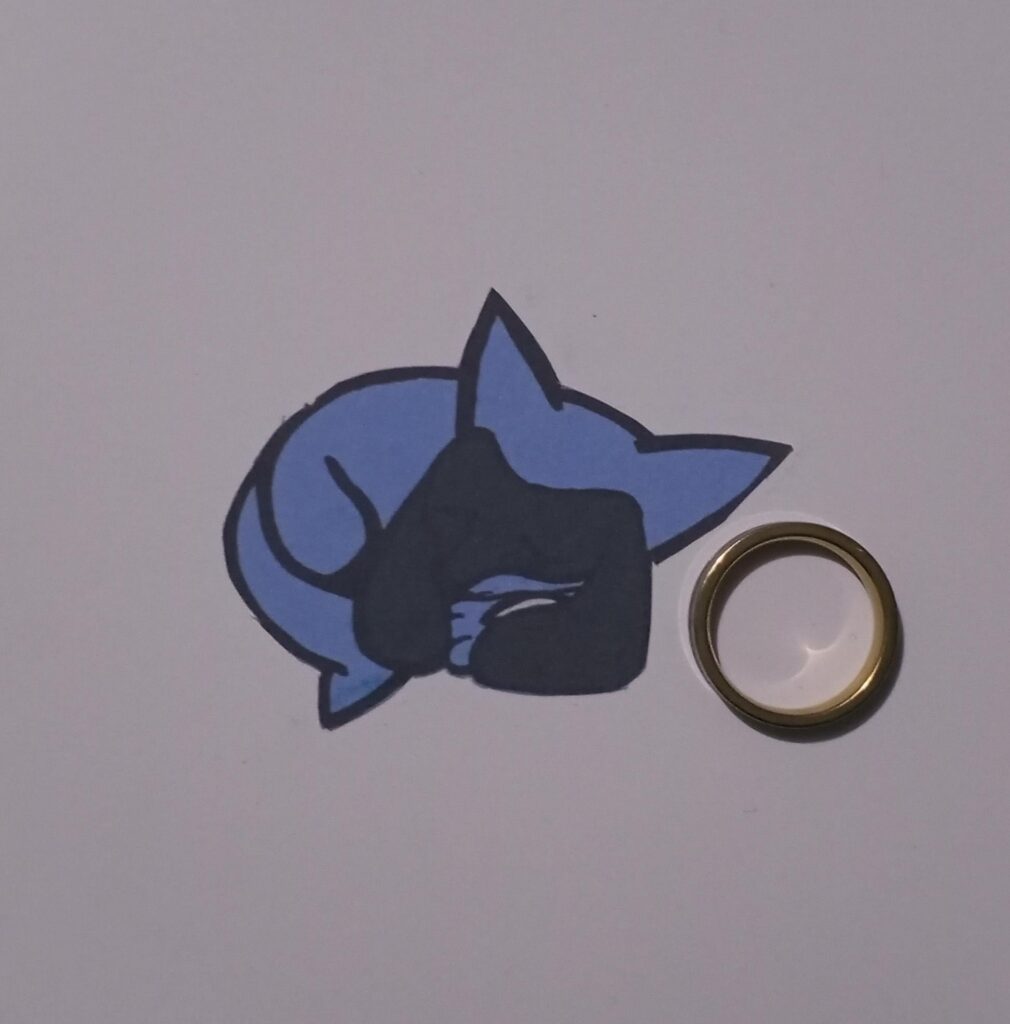 I think i made the sticker a little too small, that's my ring next to it