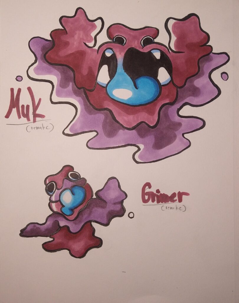2 redesigns in 1 day these guys have a much different personality compared to their originals and I feel they need new Pokedex entrys so yet again feel free to let me know (btw these guys where way to much fun to Ink)