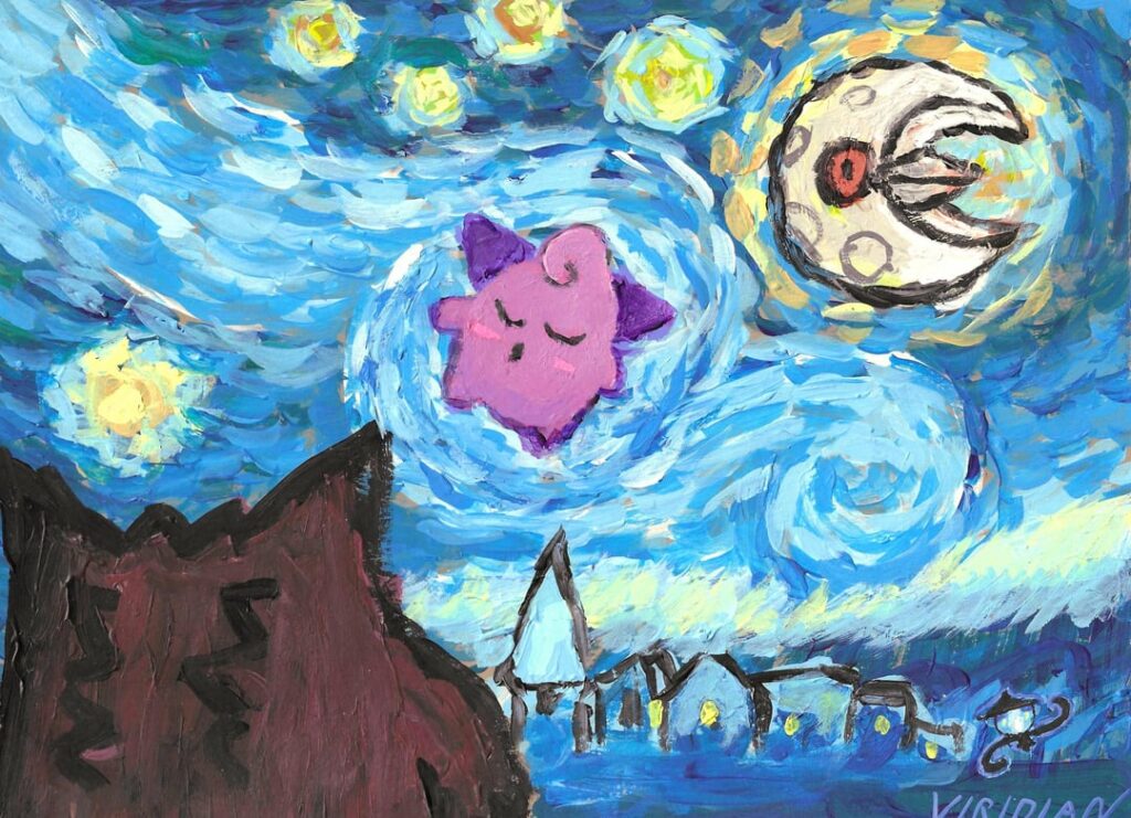 Drew some Pokemon into Starry Night [OC]