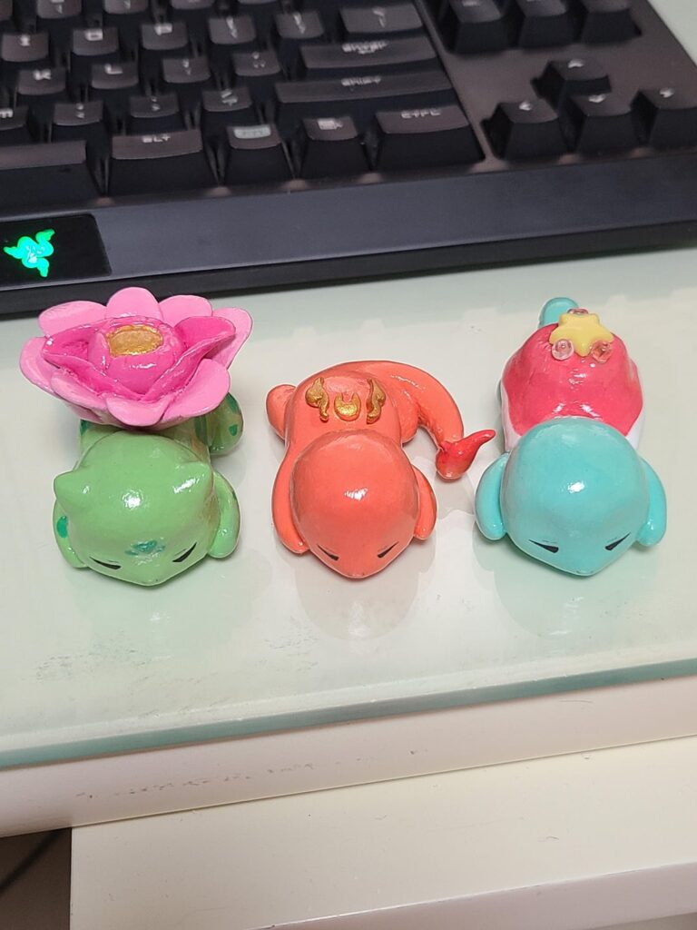 I made sleepy gen 1 starter figures with clay!
