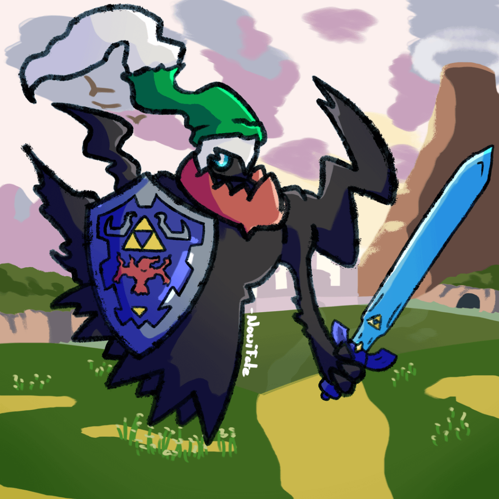 I recently joined a Pokémon Fan Art contest. Here's the Carbink artwork and Darkrai x The Legend of Zelda: Ocarina of Time crossover. [OC: @NowiFate_Create]