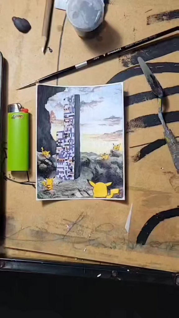 Postal slap sticker painting