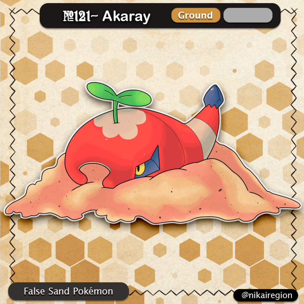 Sand Ray Pokémon - Akaei Yokai Japanese Fakemon - Ground Type Pokemon - @nikairegion