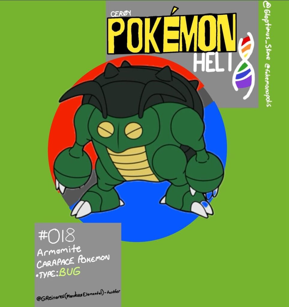 Fakemon adopt—Armamite— links to OG artist and post are below