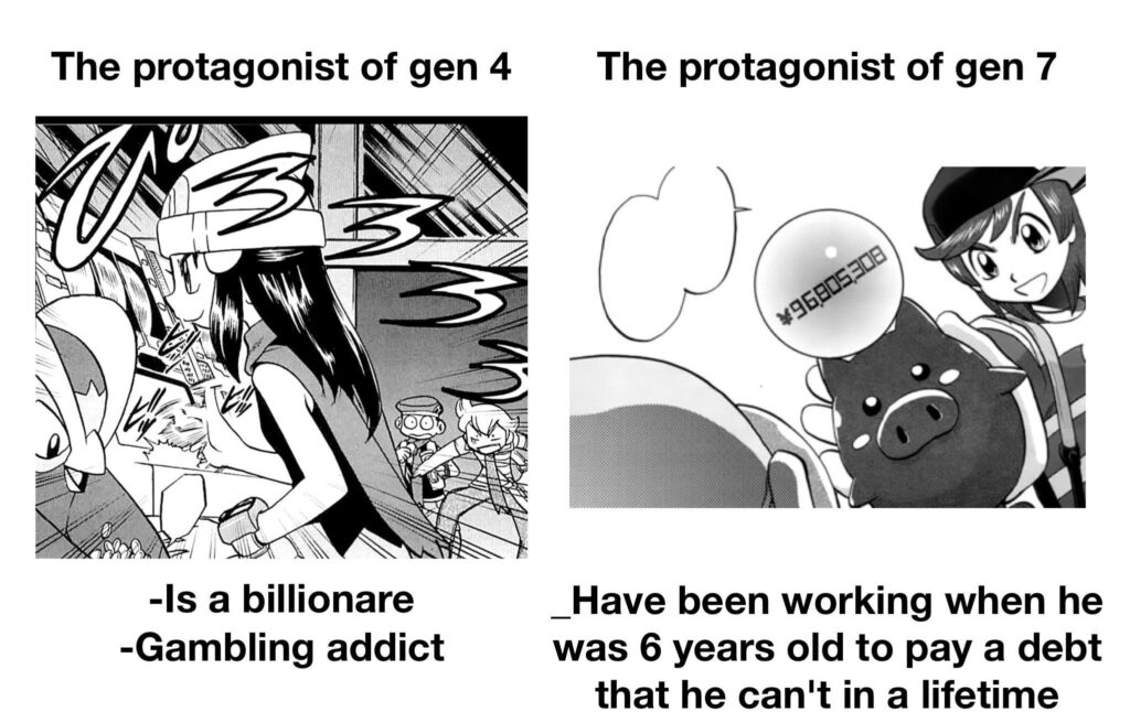 How different protagonists in Pokespe use their money (OC)