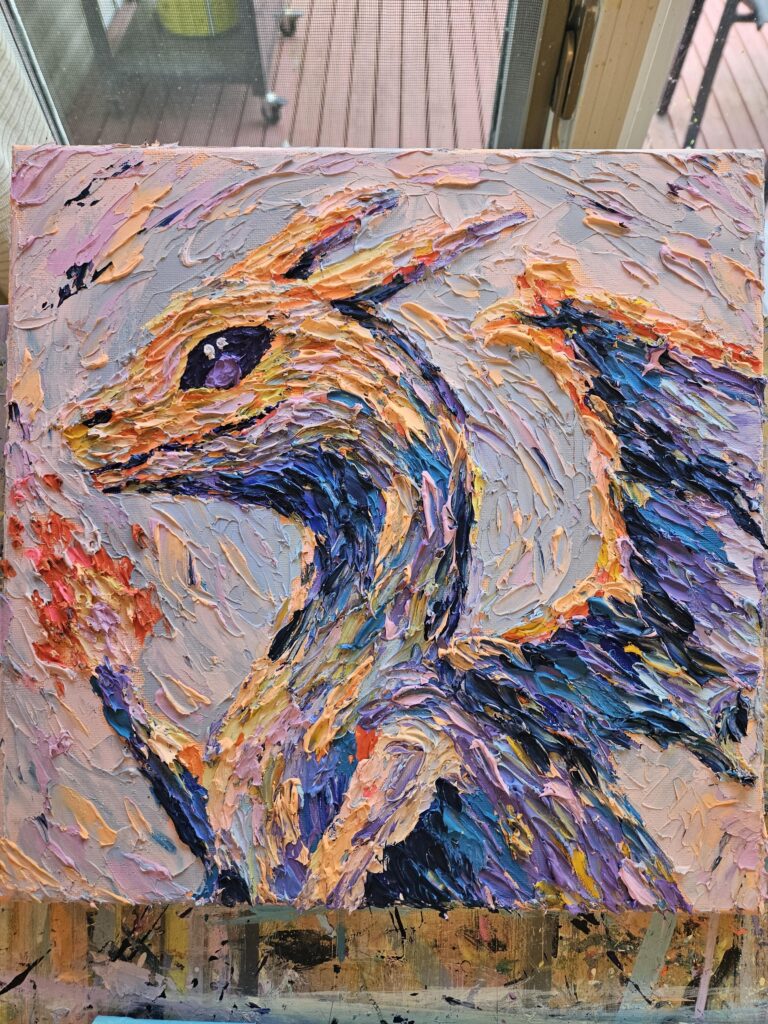 Charizard. Acrylic on canvas 12" X 12"