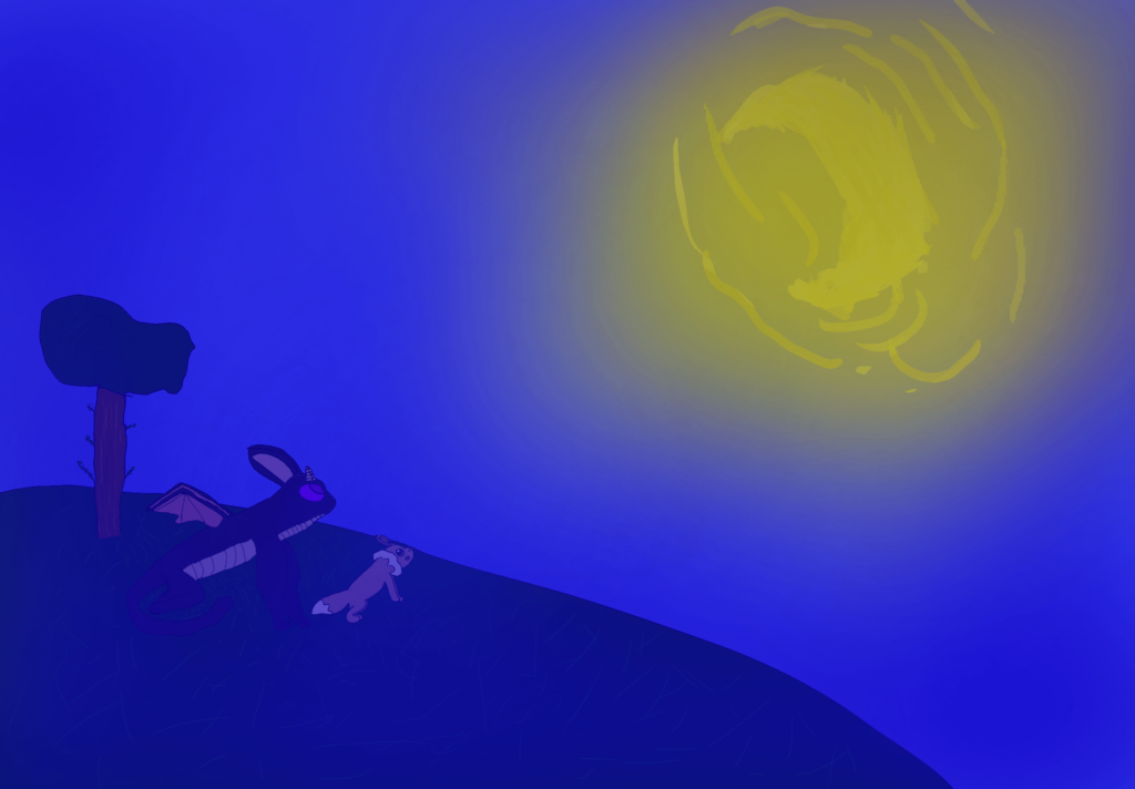 Drakeon And Eevee Looking at the moon