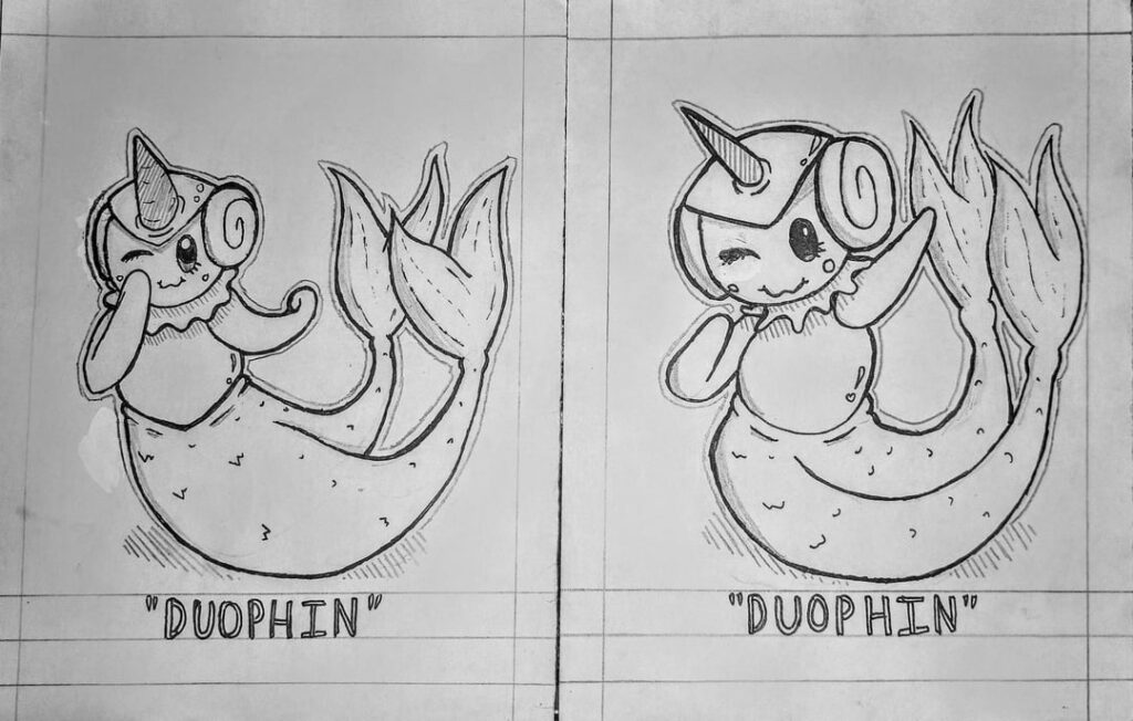 Duophin re-design to look more like a starter :3 ( old / new )