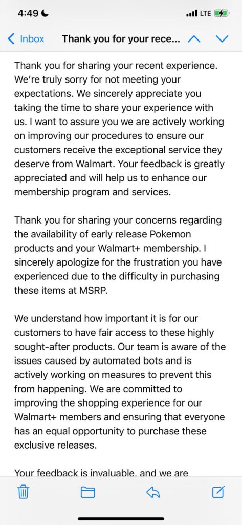 I don’t know if it will help but Walmart is aware of the bot issue.