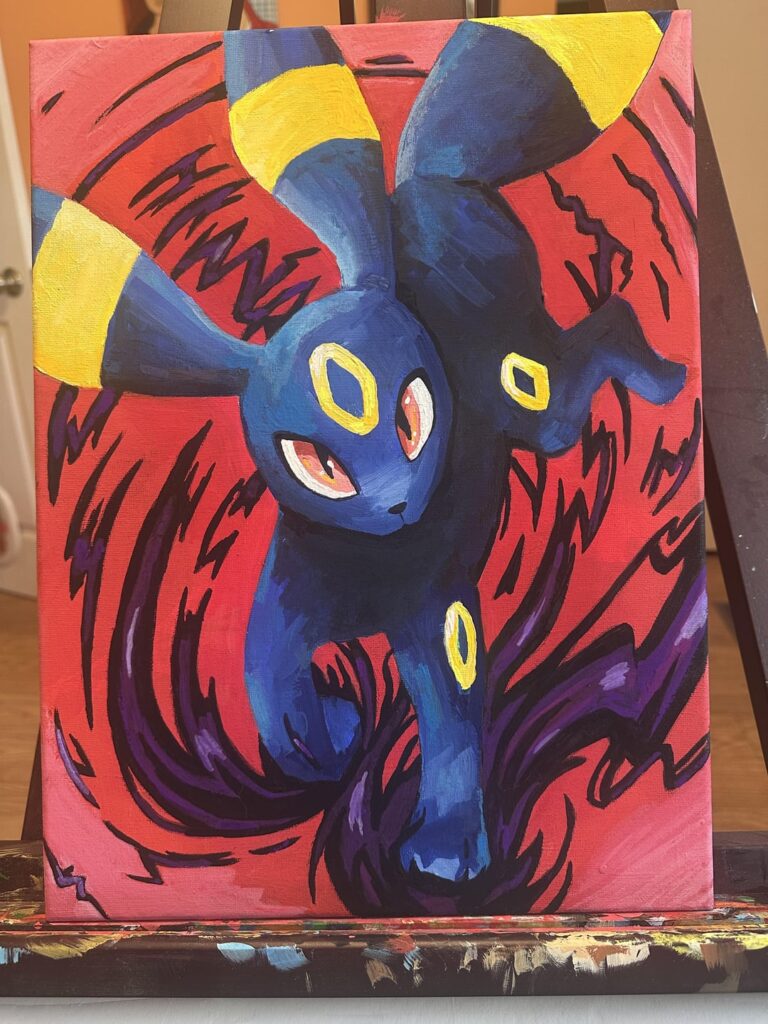 I did some more pokemon art, this time on canvas - umbreon and jolteon!