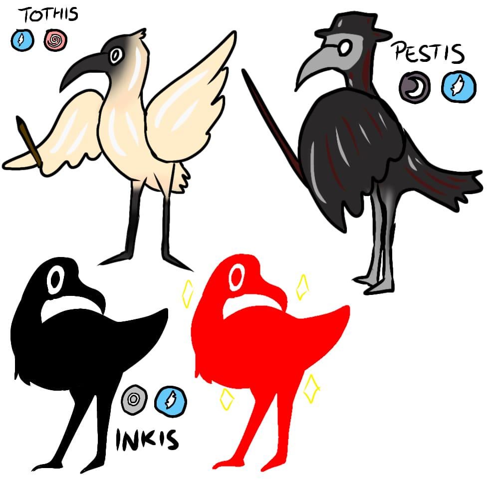 An pokemon ispired by ibis, Thoth and a plague doctor