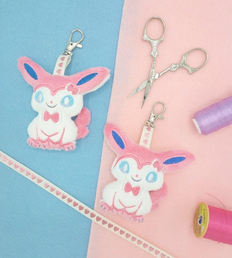 Handmade Pink Sylveon Plushie Keychains!