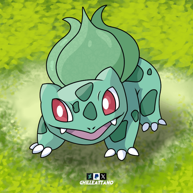 (OC) My TCG Style Bulbasaur Evolutionary Family Art