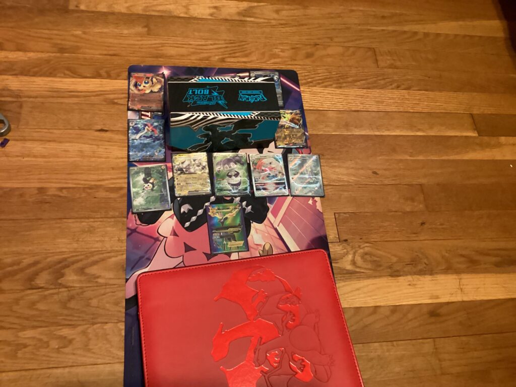 My 8 year old sent me this morning at work. We opened an ETB yesterday he was so excited!
