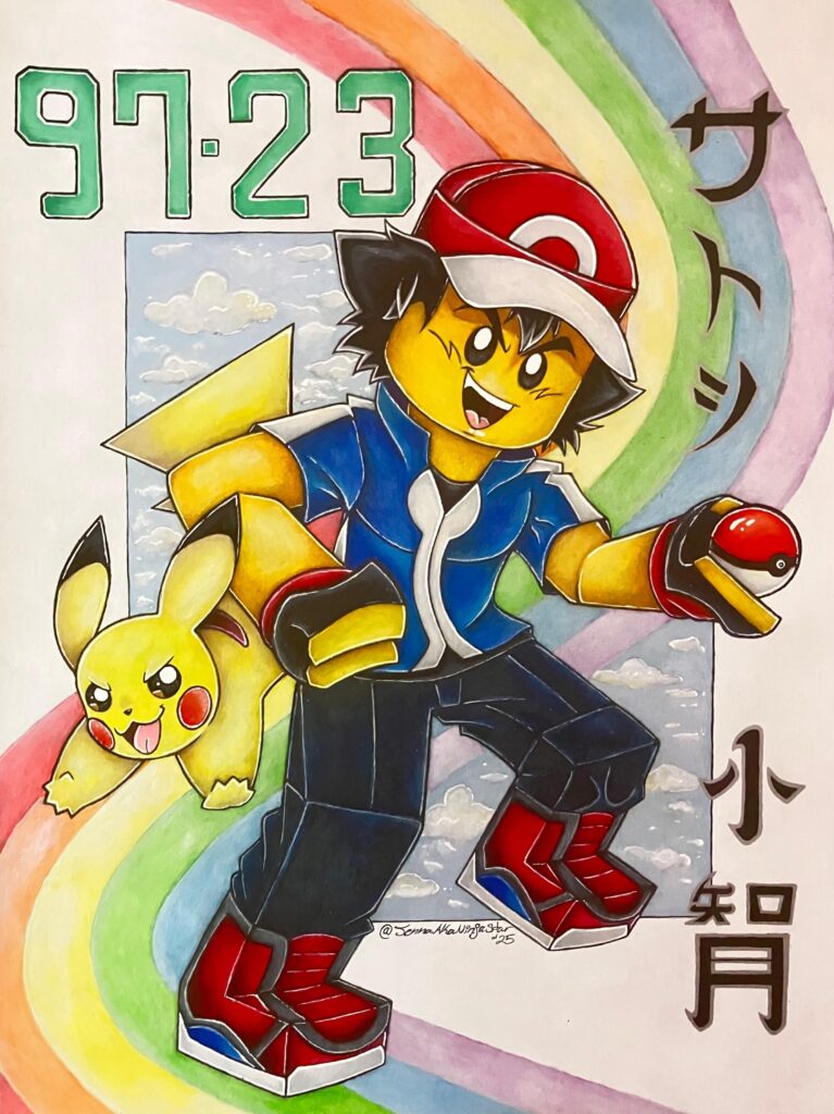 ⚡️ Because I miss him in the anime…I drew Ash Ketchum in Lego Monkie Kid art style⚡️ (OC/My artwork!)