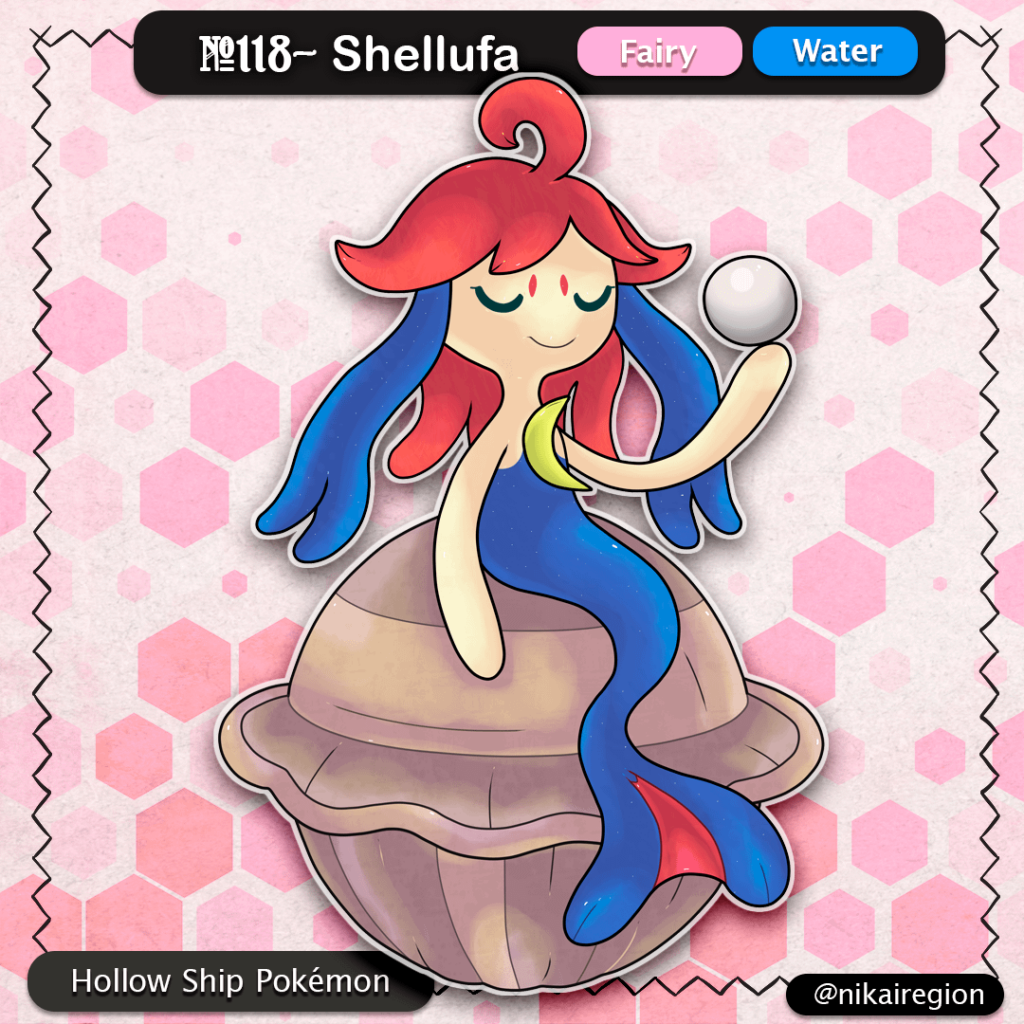 Utsurobune Yokai Fakemon - Hollow Ship - Mermaid Ufo Pokémon - Japanese Shell Pokemon - @nikairegion