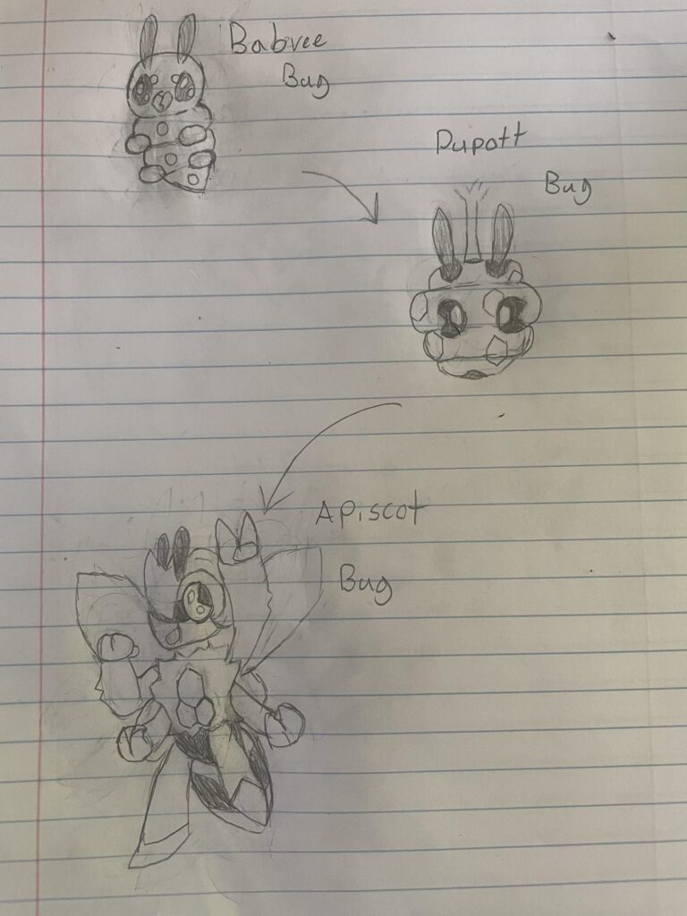 Babvee, Pupott, and Apiscot, the regional big. Based on Bees, Mascots, and Old Disney cartoons.