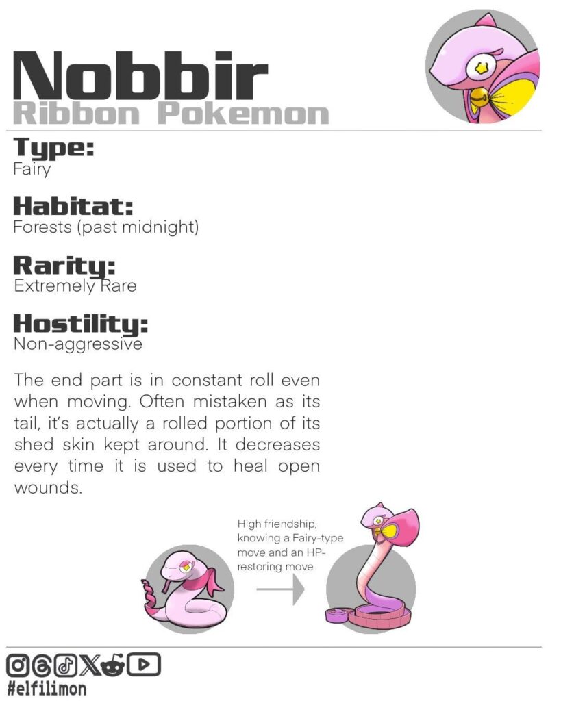 Fairy-type Ekans evolves to a Ribbon snake fakemon / pokemon