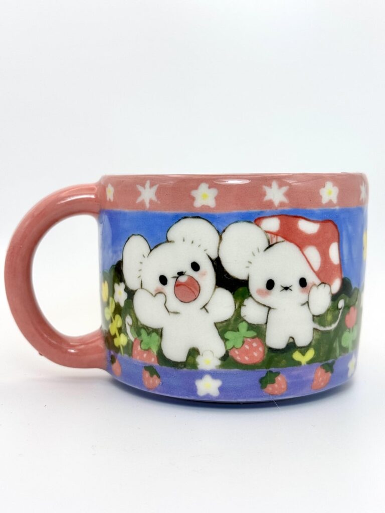 Handmade and painted maushold mug