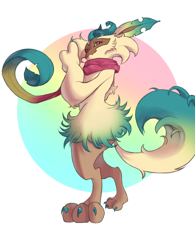 comm i did for my bestie! is a leafeon, floragato and meowscarada fusion. any thoughts?