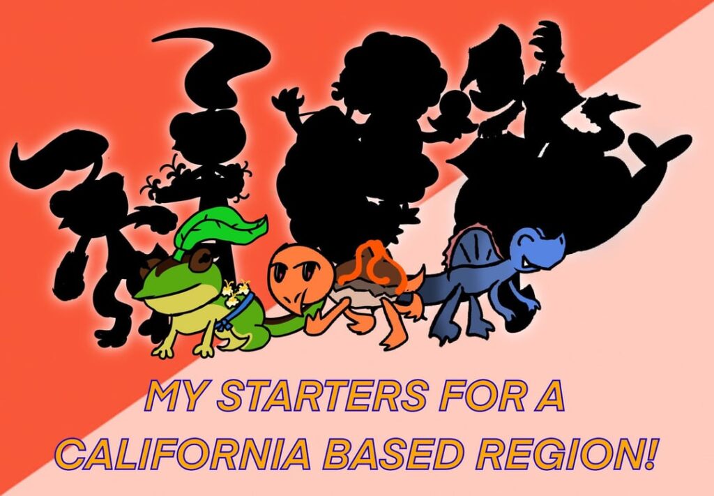 Im making a region of pokemon based on california and the surrounding areas, here are the starters