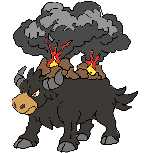Idea for a new evolution for Camerupt. I don't know i should make it fire poison or keep it as fire ground since i'm planning on a region where you get previous known pokemon as starters but with new evolutions and forms.