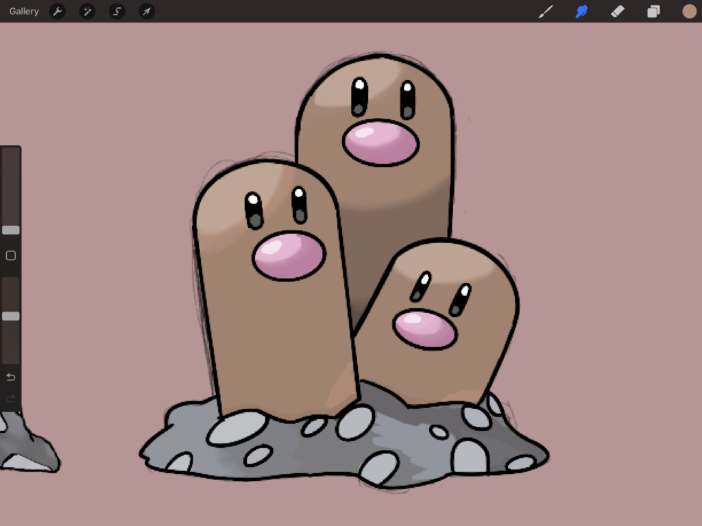 Drawing a Pokemon every day to get better at digital art. Day 88: Dugtrio [OC]