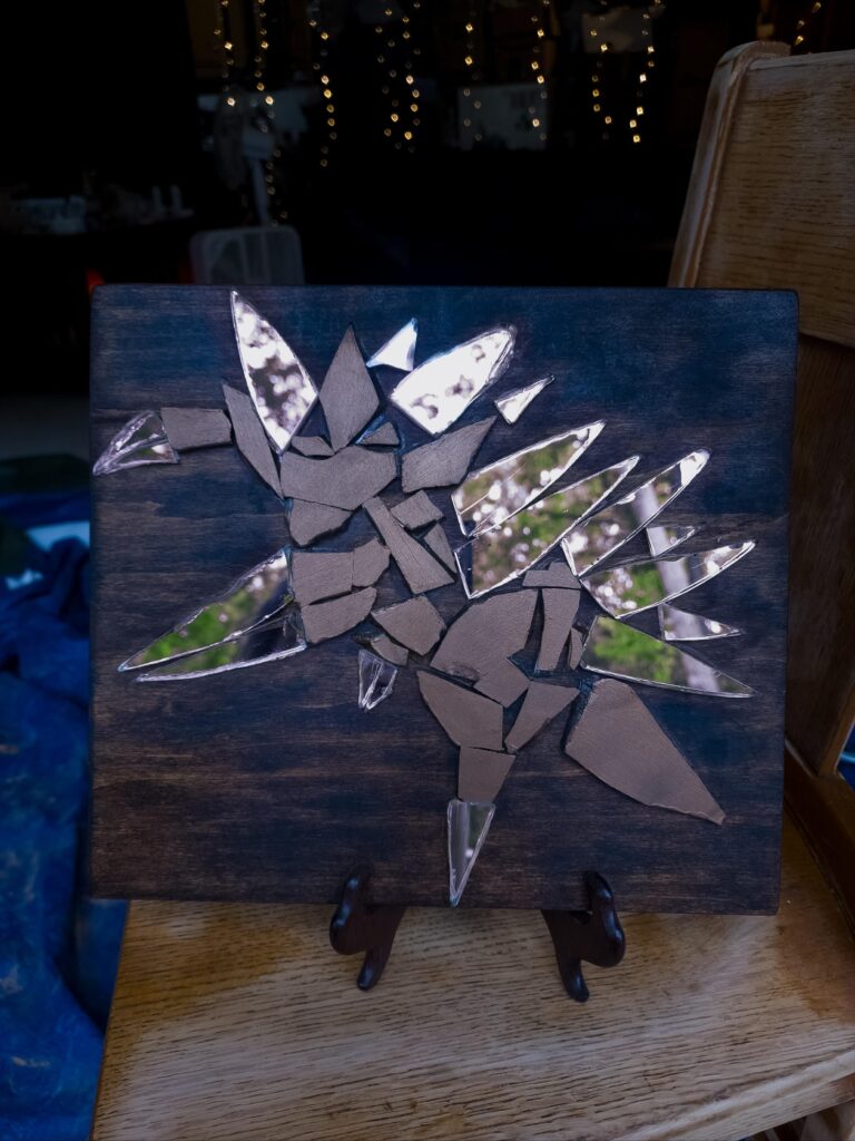 [OC] Big mirror came crashing down out of nowhere, so I decided to make lemonade and do some abstract art. Can you tell who it's supposed to be?