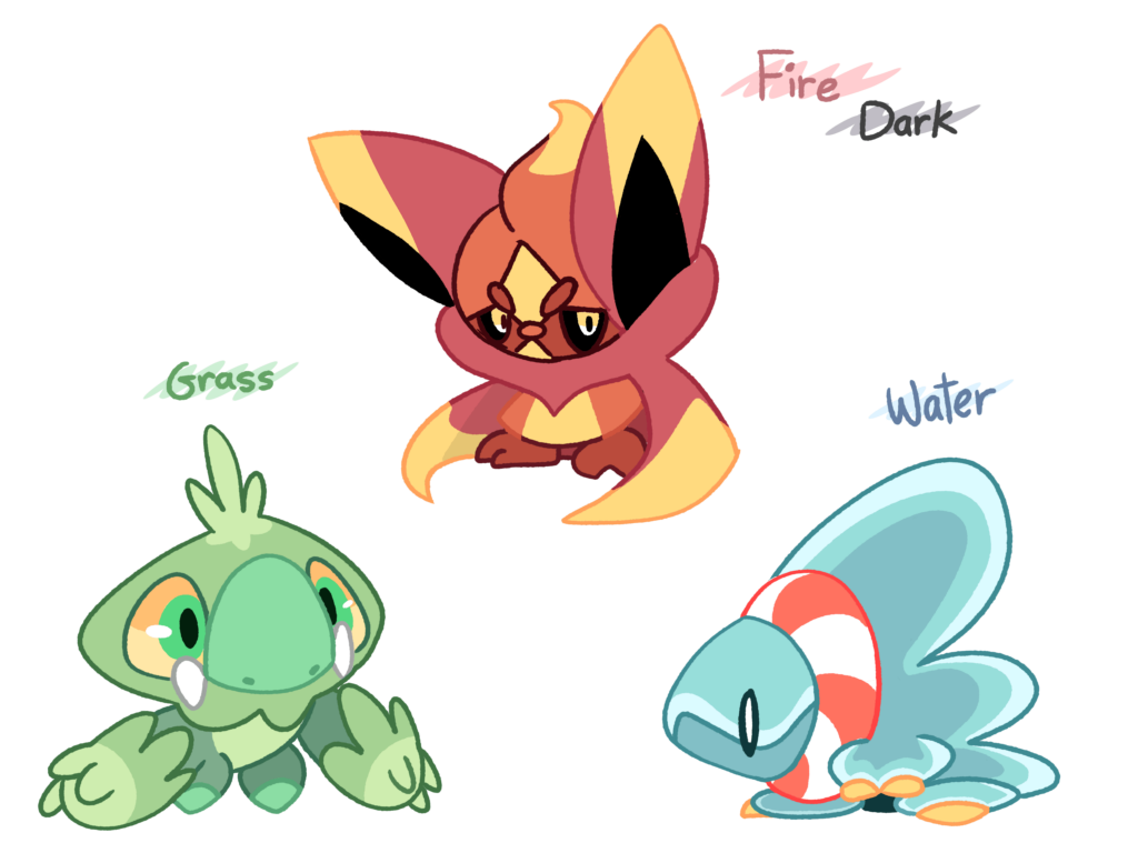 Made A Fakemon Starter Trio...