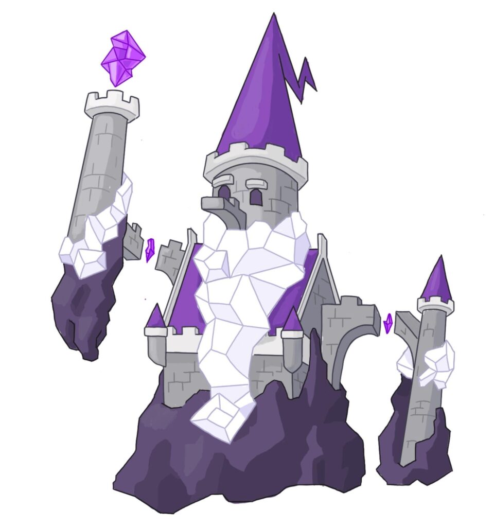 Caststle - inspired by medieval fantasy wizards and how their hats look like the conical roofs on castle towers
