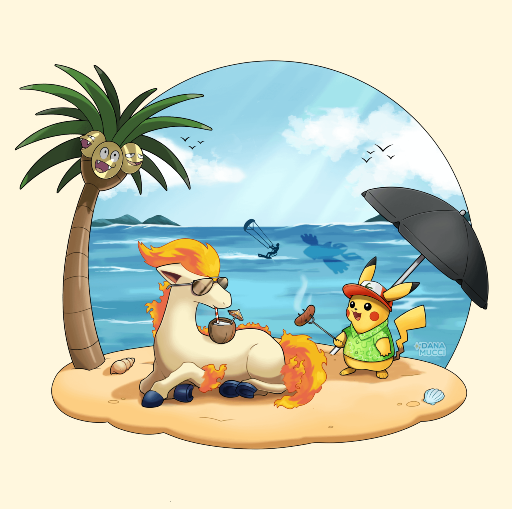 Pokemon Beach day I've made for a t-shirt design :)