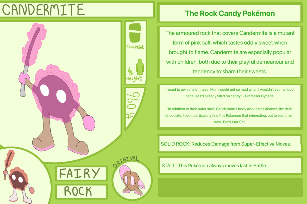 Hello everyone! I'm in the process of redesigning my Pokedex (I'm the one who made Pokemon Clear and Cloudy)- This is what I'm deciding to go with, including a redesign of one of my earliest Pokemon. What do you think? Would you use this Pokemon?