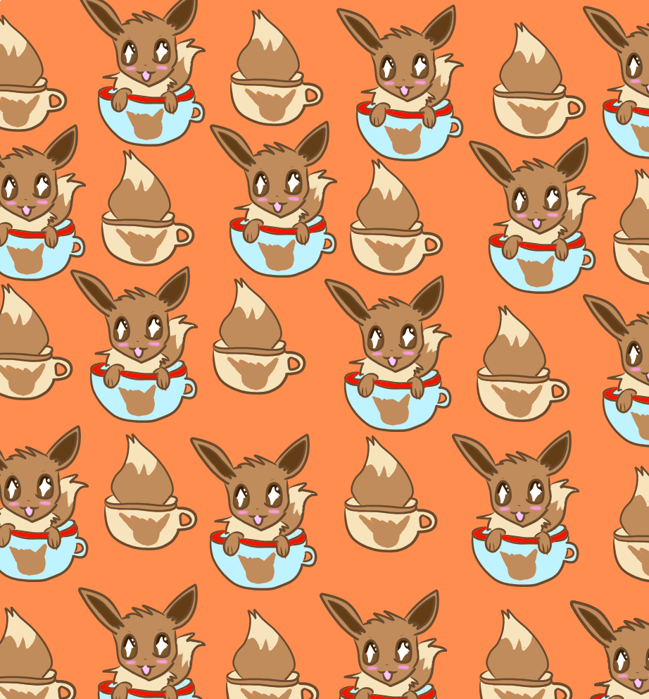 Wallpaper of Eevee in a cup (OC)