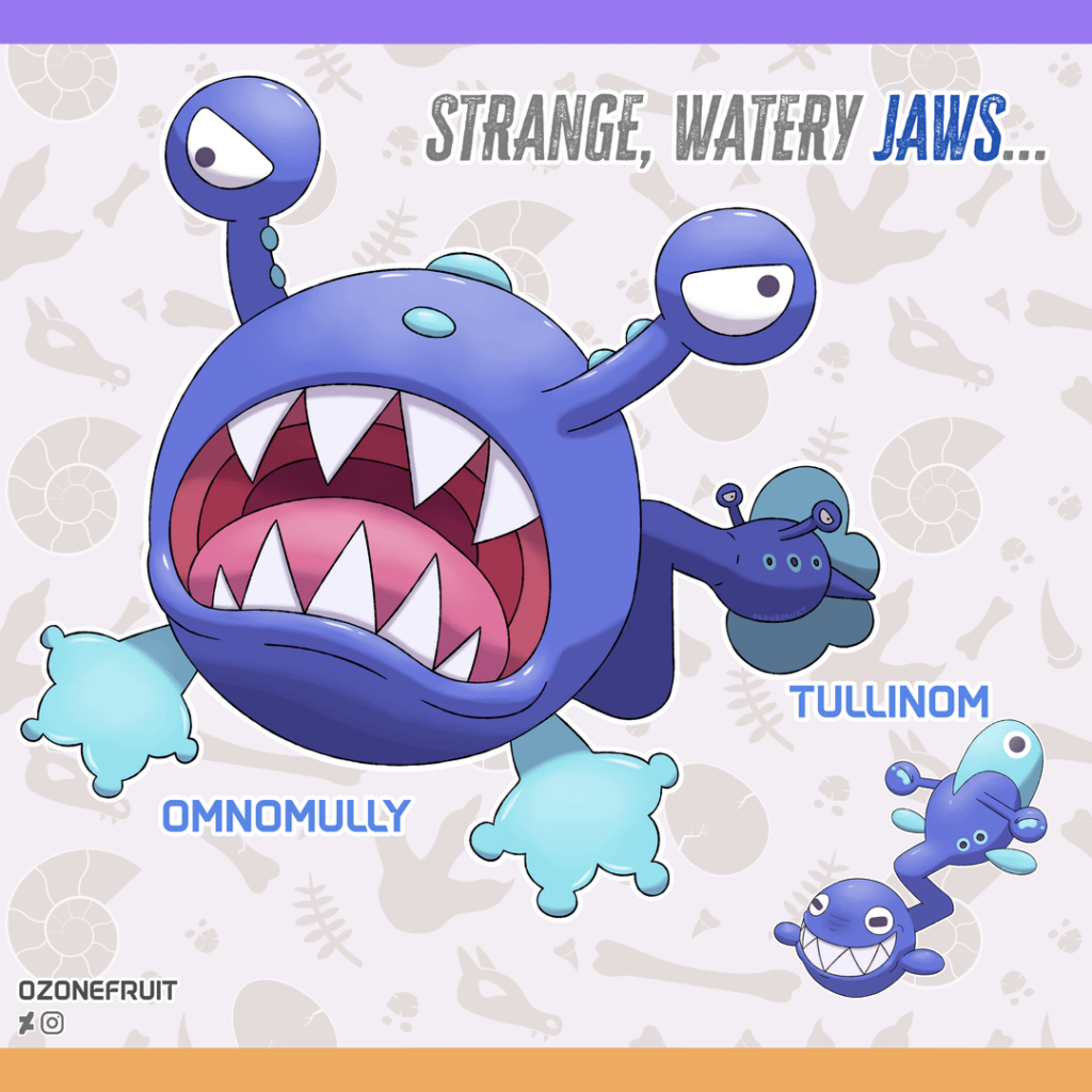 [OC] Tully Monster Fakemon Line! Tullinom and Omnomully!