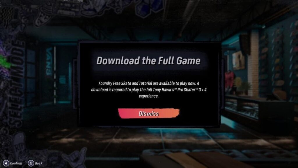 The Switch 1 cart for Tony Hawk 3+4 only contains free skate on Foundry and the tutorial