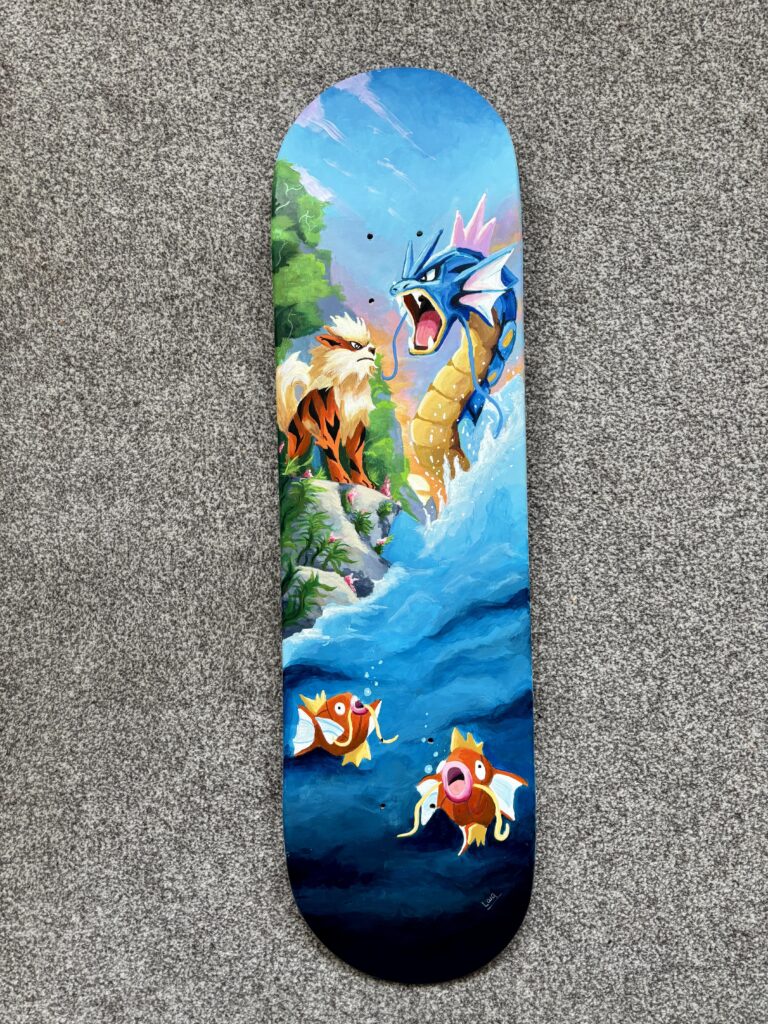 Hand Painted Custom Pokemon Skateboard (OC)